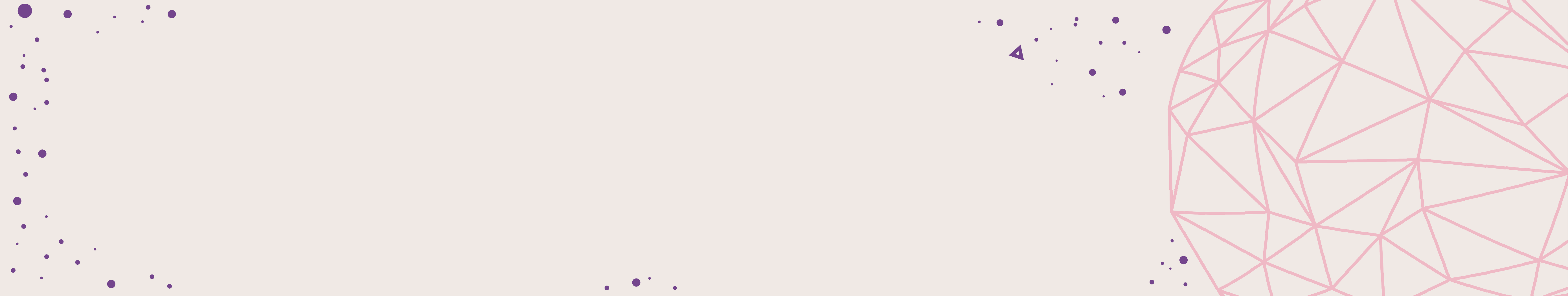 Abstrakter Hintergrund mit einer blassrosa, netzwerkartigen Kugel auf der rechten Seite und verstreuten violetten Punkten auf der linken Seite vor einem hellbeigen Hintergrund, der ein Netz von Lernangeboten symbolisiert, die darauf warten, erkundet zu werden.